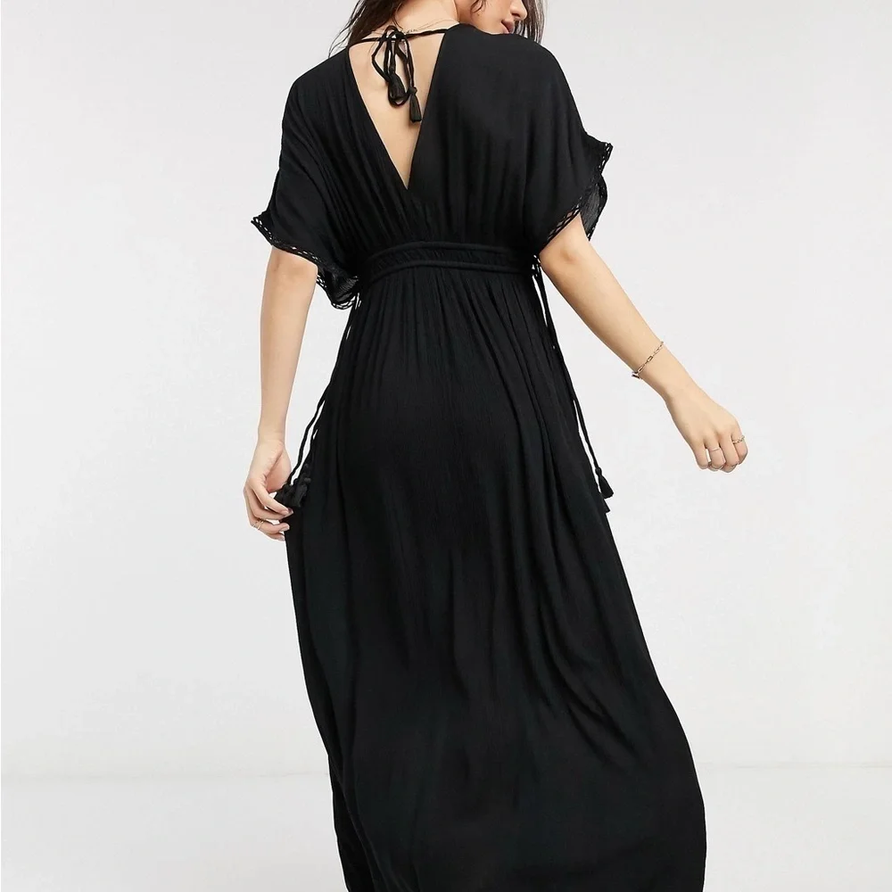 NWT Accessorize Lace Trim Maxi Dress Black Size XS - Picture 5 of 14